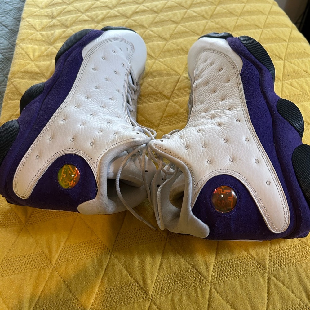 Nike Jordan White and Purple High-Top Athletic Shoes